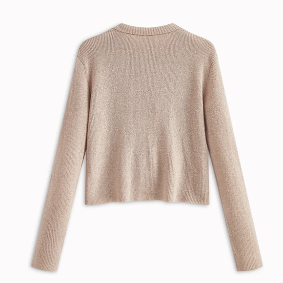 Commense Bow-Tie Knit Cardigan in Light Beige - Picture 2 of 2